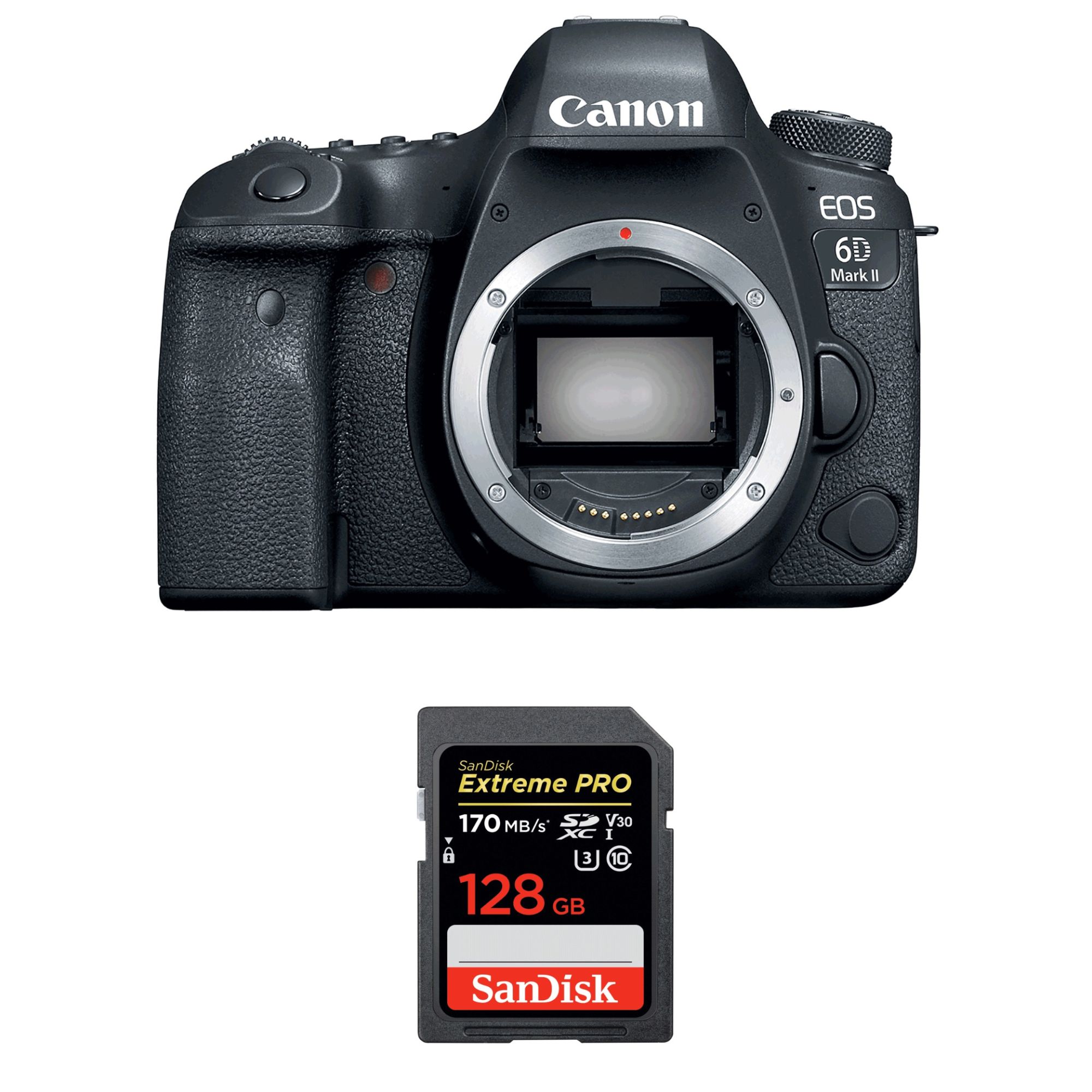 Canon EOS 6D Mark II + SanDisk 128GB Extreme PRO UHS-I SDXC 170MB/s Card 2-Year Warranty