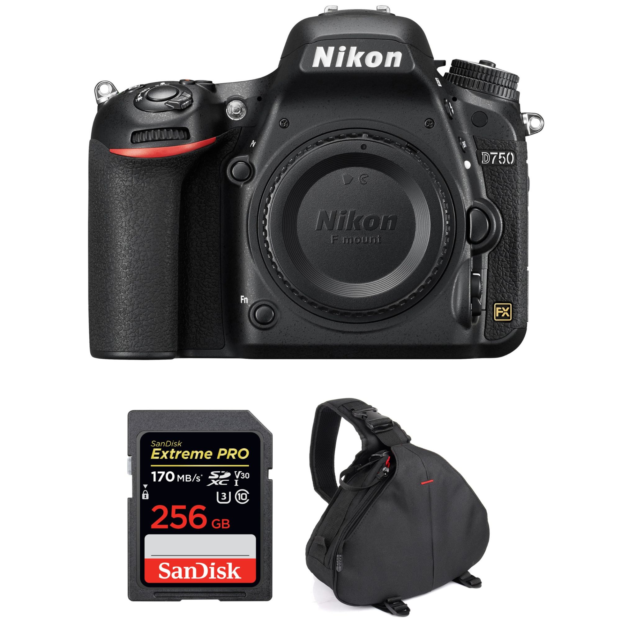 Appareil photo Nikon D750 plein format + Carte SanDisk 256 Go Extreme PRO UHS-I SDXC + Sac de garantie 2 ans
