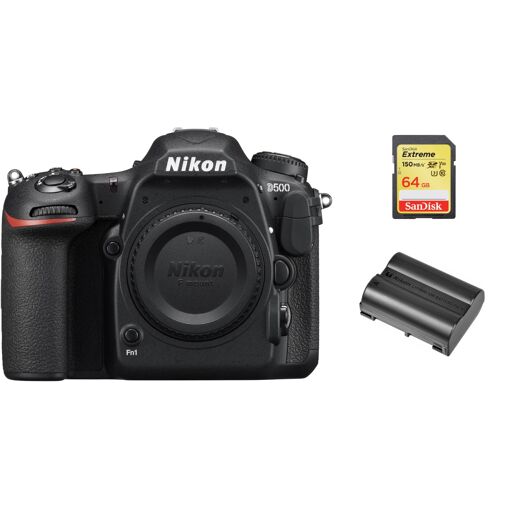 Cámara digital Nikon D500 20,9 MP Cuerpo + Tarjeta SD de 64 GB + Batería EN-EL15A