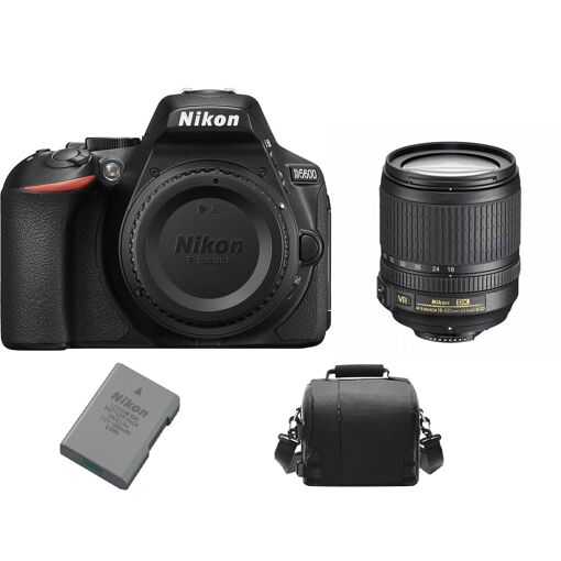 Appareil photo numérique Nikon D5600 24,2 MP avec objectif AF-S 18-105 mm f/3,5-5,6 G ED VR + Sacoche + Batterie