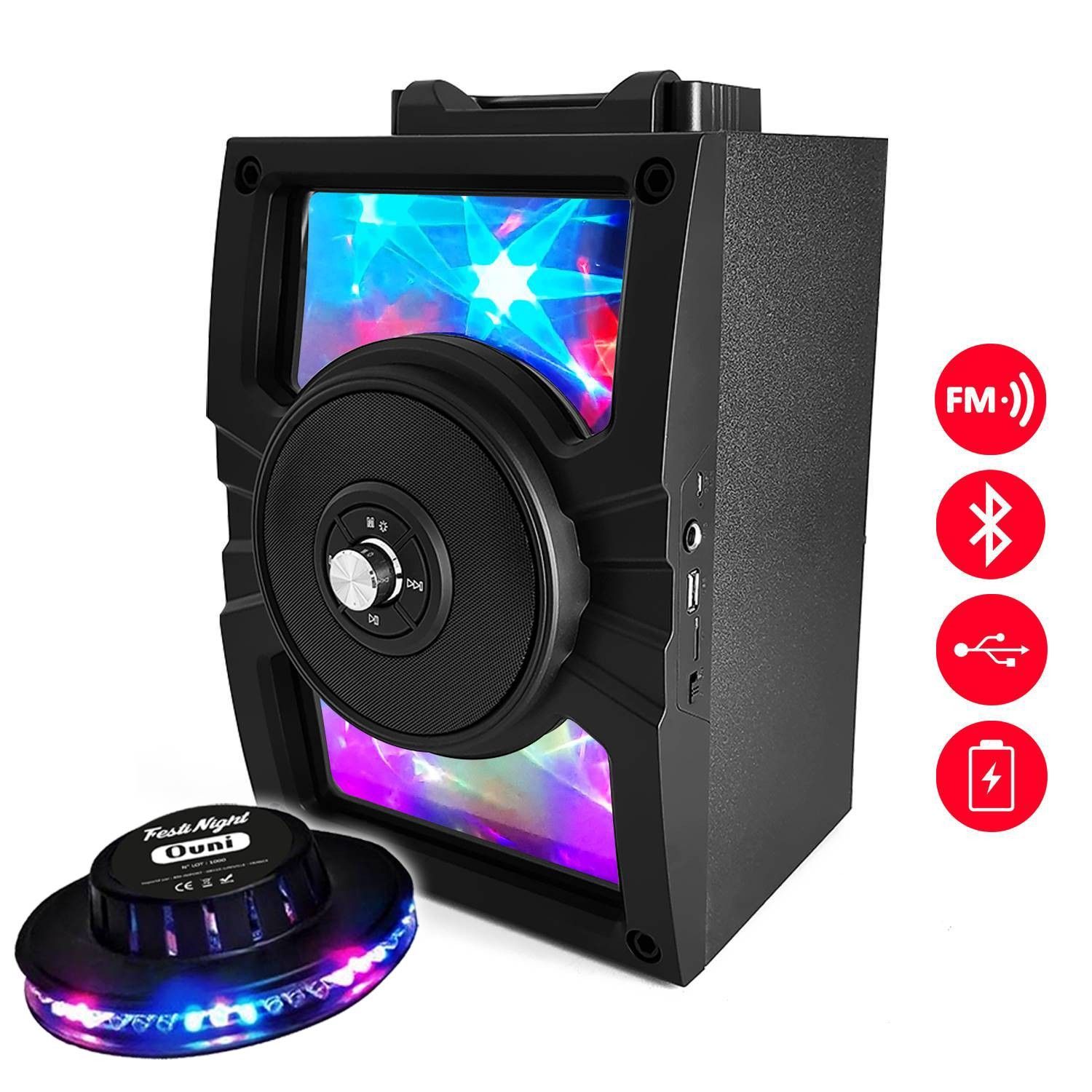Enceinte Karaoké Mobile effet Magic Mirror Ledwood + UFO OVNI