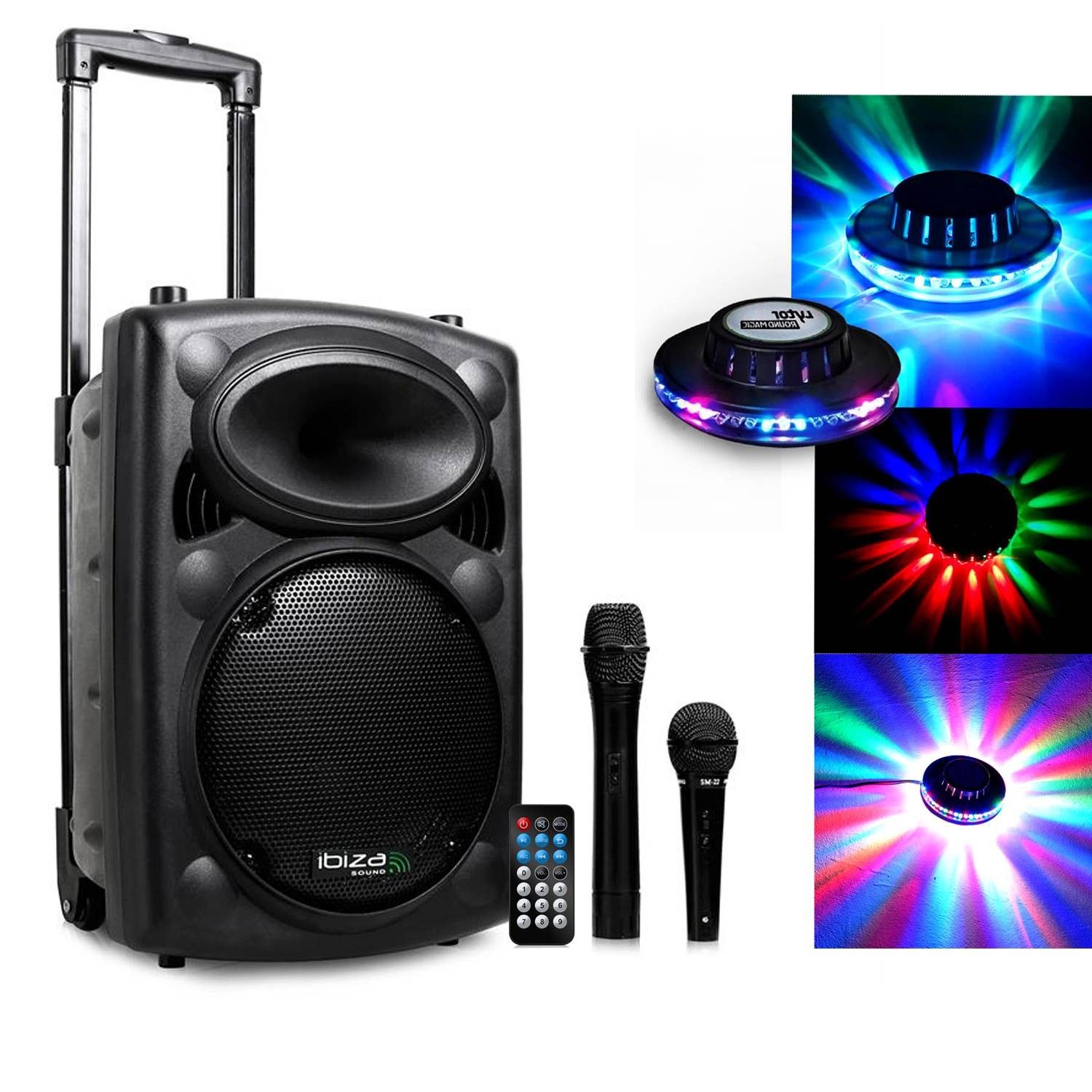 Ibiza PORT8 Active 8" 20cm 400W VHF Speaker, USB/SD Bluetooth + LytOr OVNI Effect