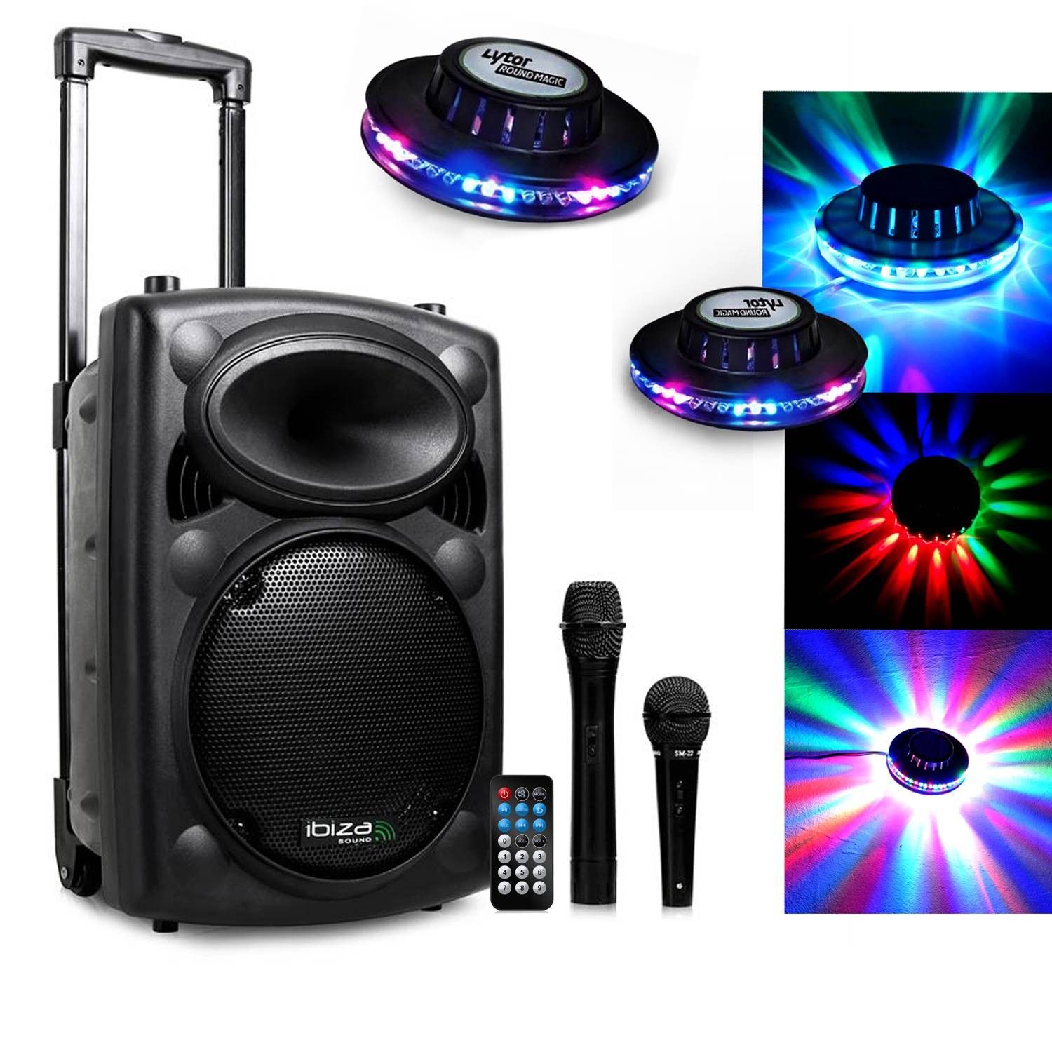 Ibiza PORT8 Active 8" Speaker, 400W VHF, USB/SD Bluetooth + 2 LytOrCAR Effects