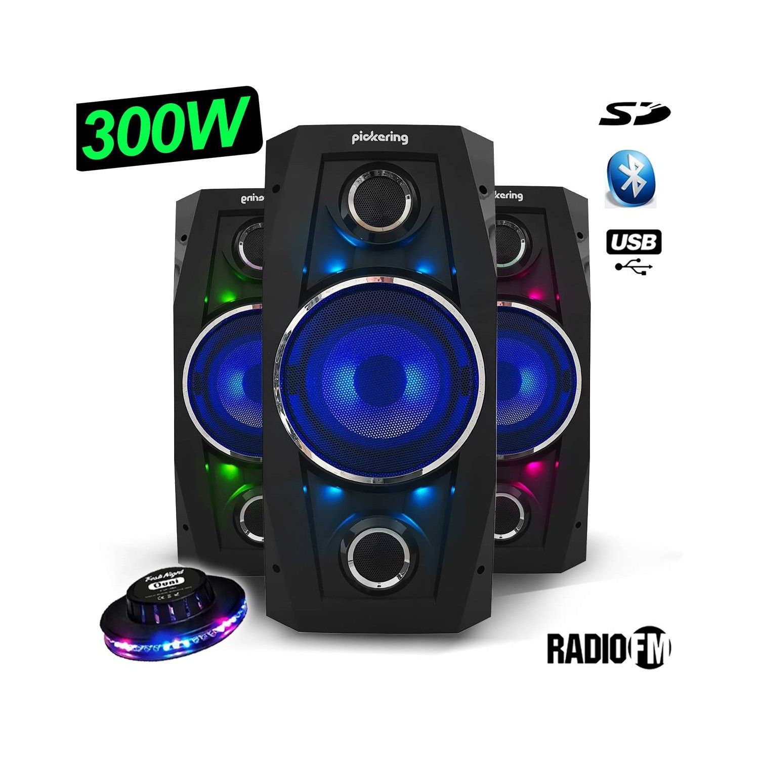 Pickering XS8 High Power Mobile Speaker with LED Lights and Bluetooth