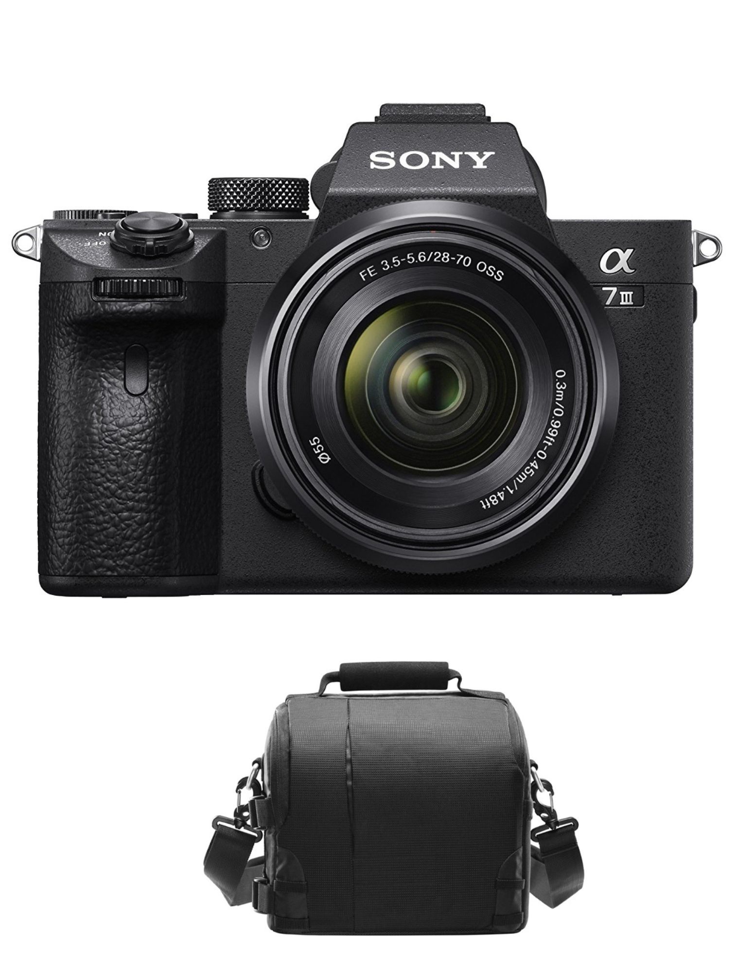 Appareil photo hybride Sony Alpha A7 III 24,2 mégapixels avec objectif 28-70 mm et étui