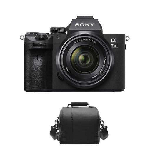 Cámara híbrida Sony Alpha A7 III de 24.2 MP con kit de lente 28-70 mm y funda