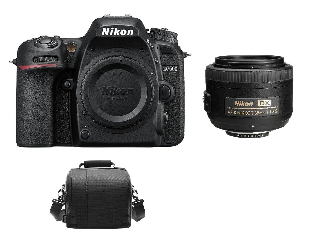 Nikon D7500 20.9MP DX Camera with AF-S 35mm f/1.8G Lens and Case