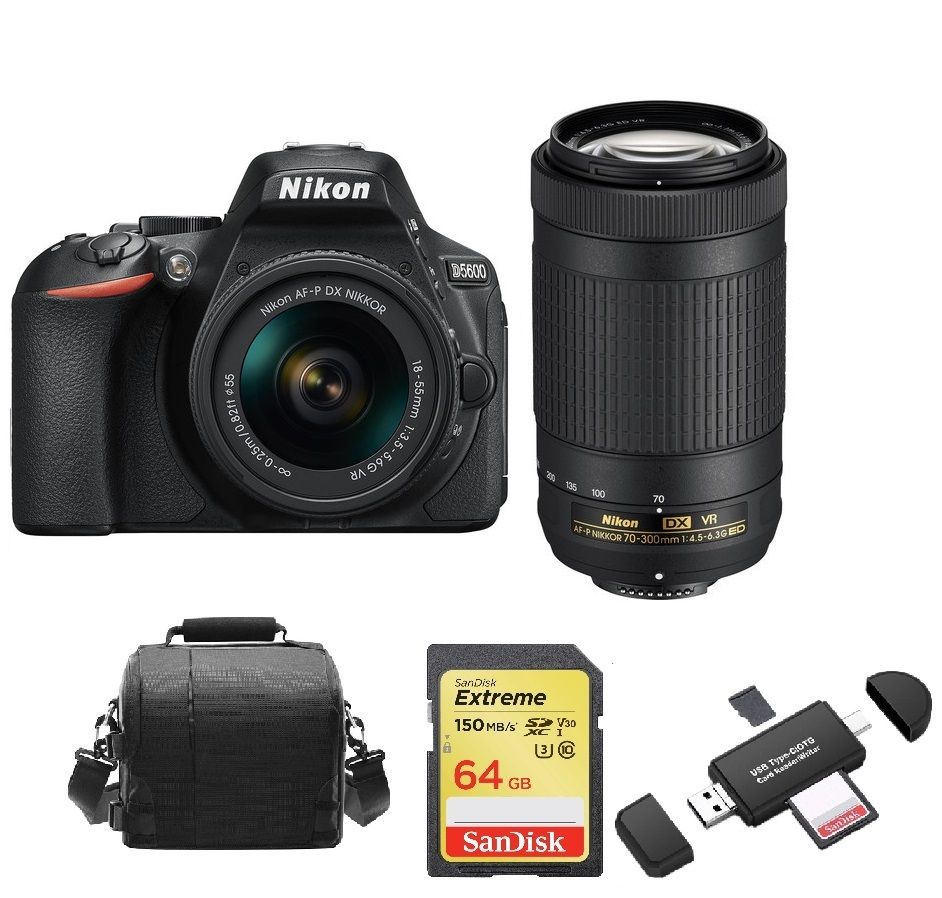 Nikon D5600 24.2MP Twin Kit with AF-P Lenses and Accessories
