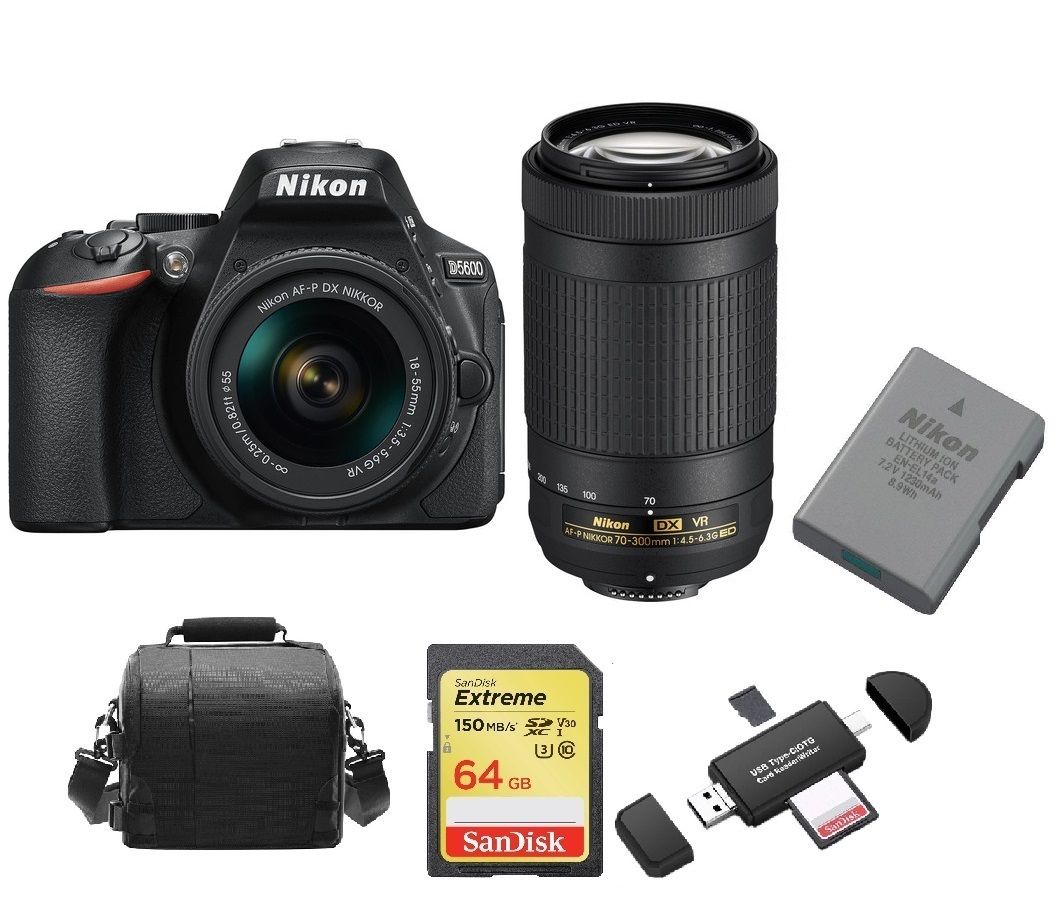 Nikon D5600 24.2MP Twin Kit with AF-P Lenses and Accessories