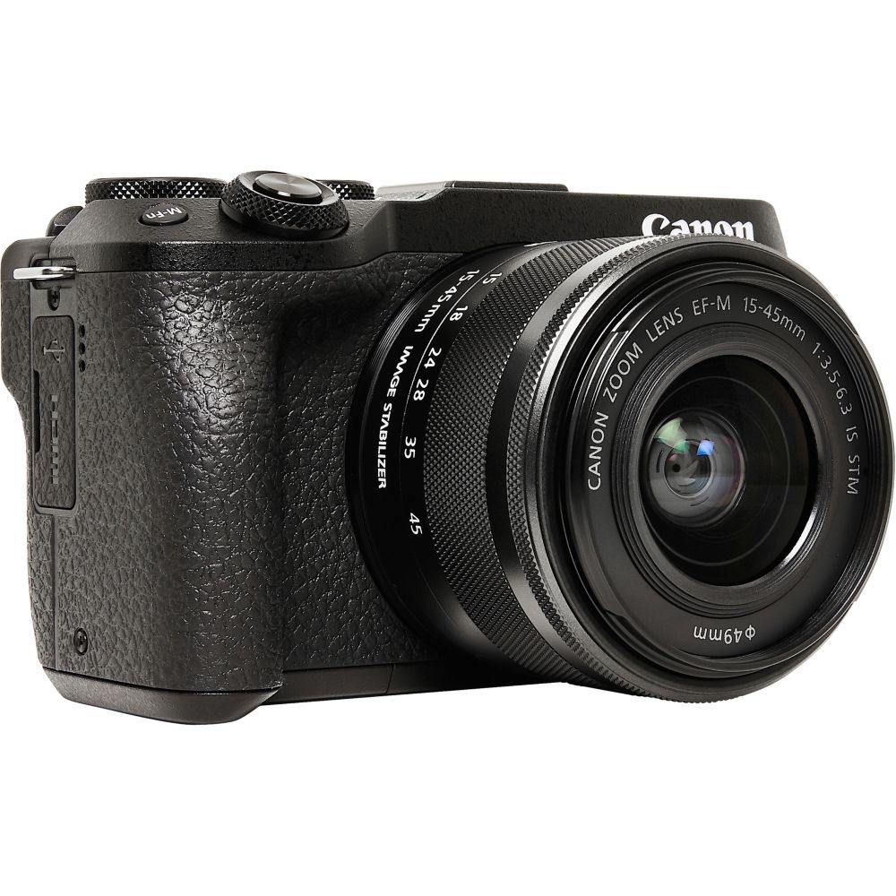 Canon EOS M6 Mark II - Digital Camera - Mirrorless - 32.5 MP - APS-C - 4K / 30 fps - 3x Optical Zoom EF-M 15-45mm IS STM Lens - Wi-Fi, Bluetooth - Black