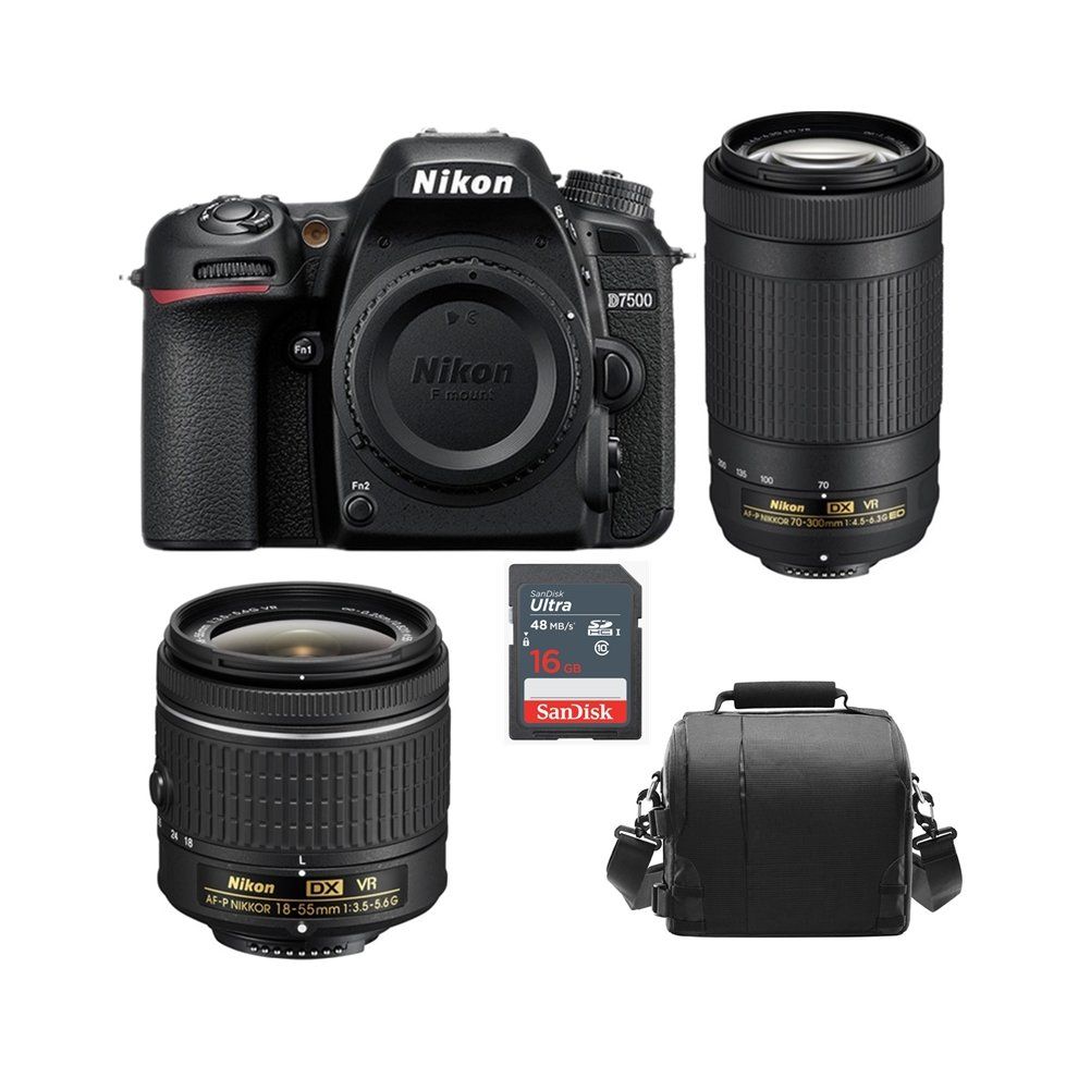 Nikon D7500 20.9MP Digital SLR Camera Kit with AF-P Lenses and Accessories