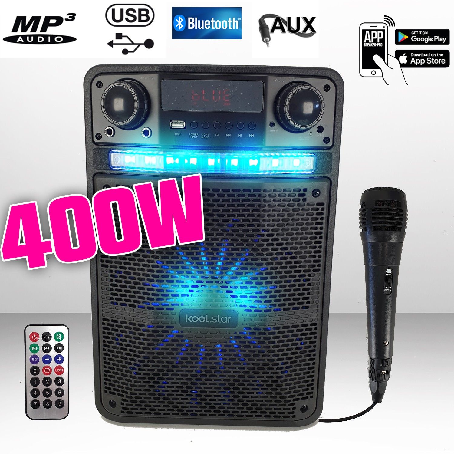 Haut-parleur Koolstar PARTY BOX 400W avec lumières LED et application smartphone
