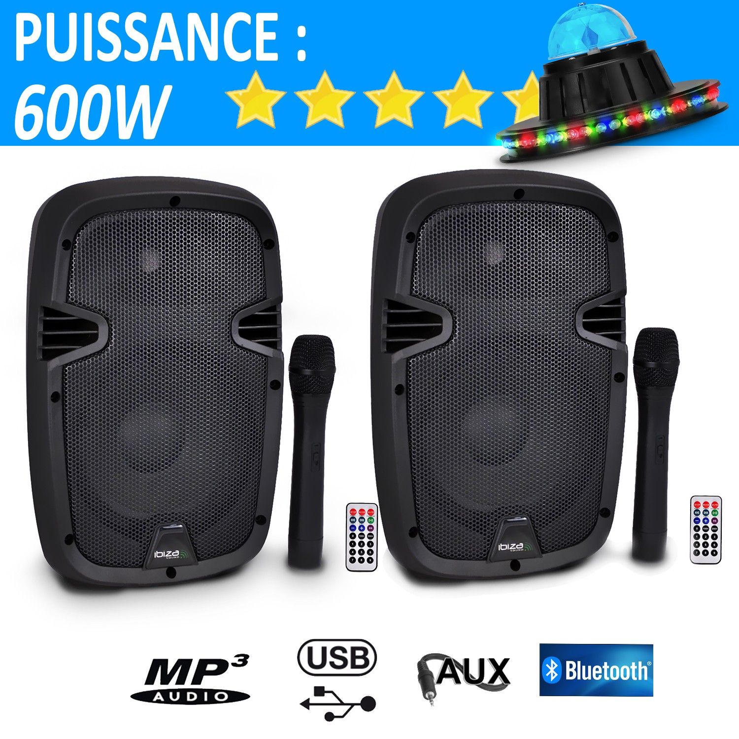 Lytor Hybrid 8" Active Speaker System with Rechargeable Batteries, Bluetooth, and VHF Microphones