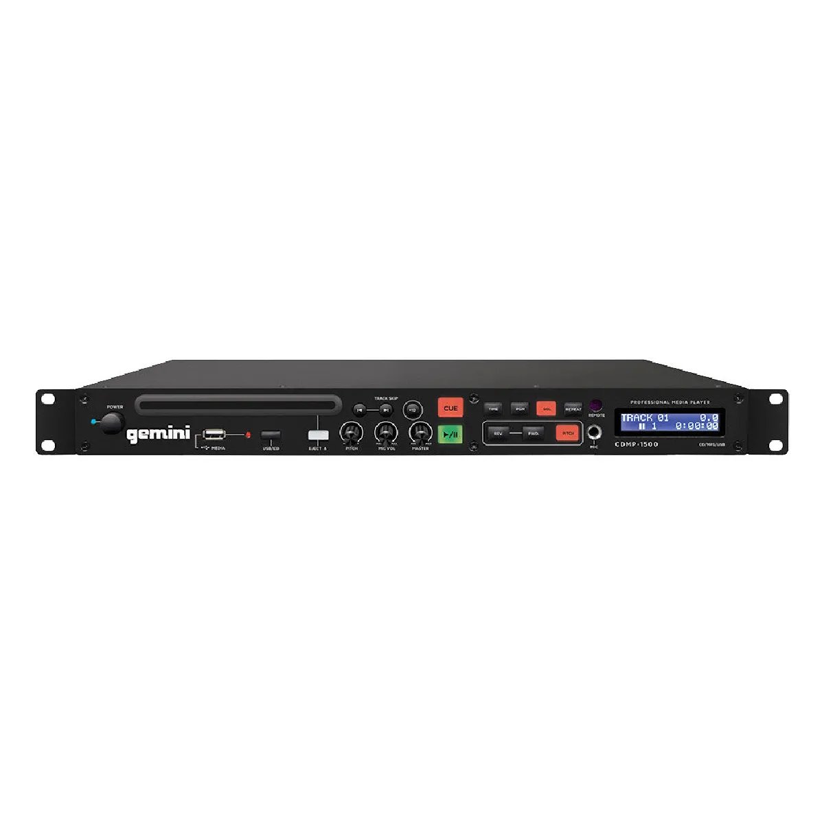 Gemini CDMP-1500 - CD/MP3 Player with USB - Shockproof RAM Memory - 1U Rack Format - Black