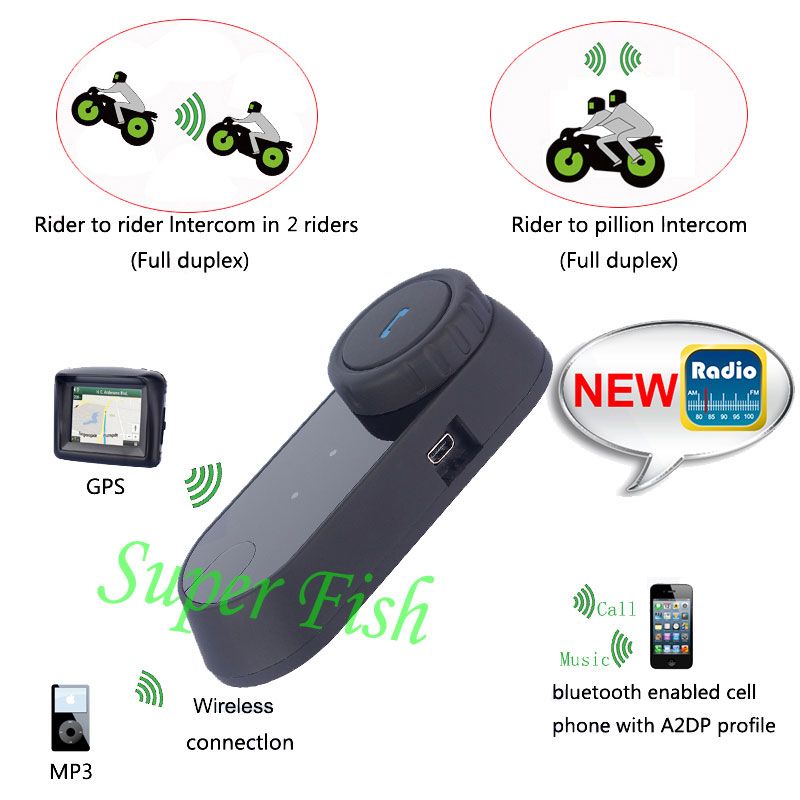 BT Bluetooth Intercom for Motorcycle - T-COM FM 2 Rider BT Interphone