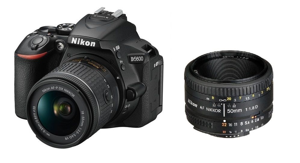 Nikon D5600 24.2MP Reflex Camera Kit with AF-P 18-55mm f/3.5-5.6G VR Lens and AF 50mm f/1.8D Lens