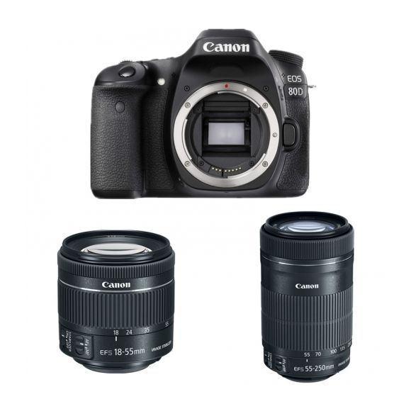 Canon EOS 80D 24.2MP Camera Kit (18-55mm & 55-250mm Lenses)