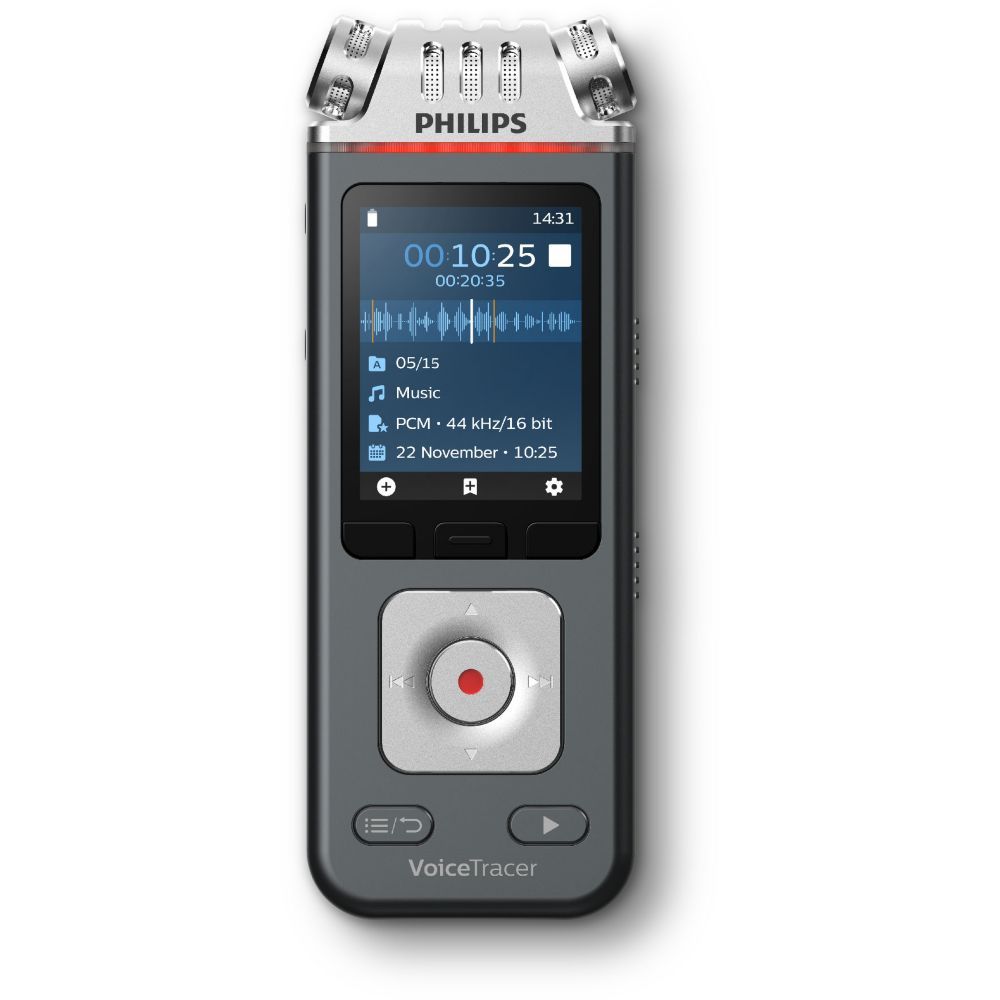 Philips Digital Voice Tracer DVT6110 - 8GB Voice Recorder - Chrome, Anthracite