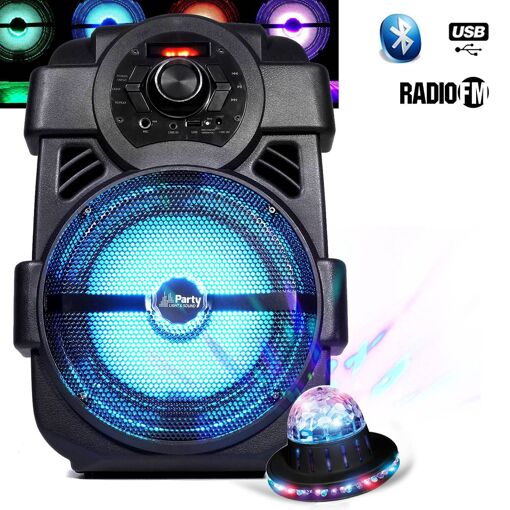 Altavoz PM para karaoke infantil 250W portátil con batería, USB/Bluetooth/Radio FM + Roundiams