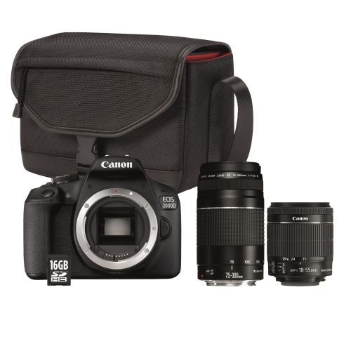 Canon EOS 2000D + EF-S 18-55mm f/3.5-5.6 IS II + EF 75-300mm f/4-5.6 III Lens Kit