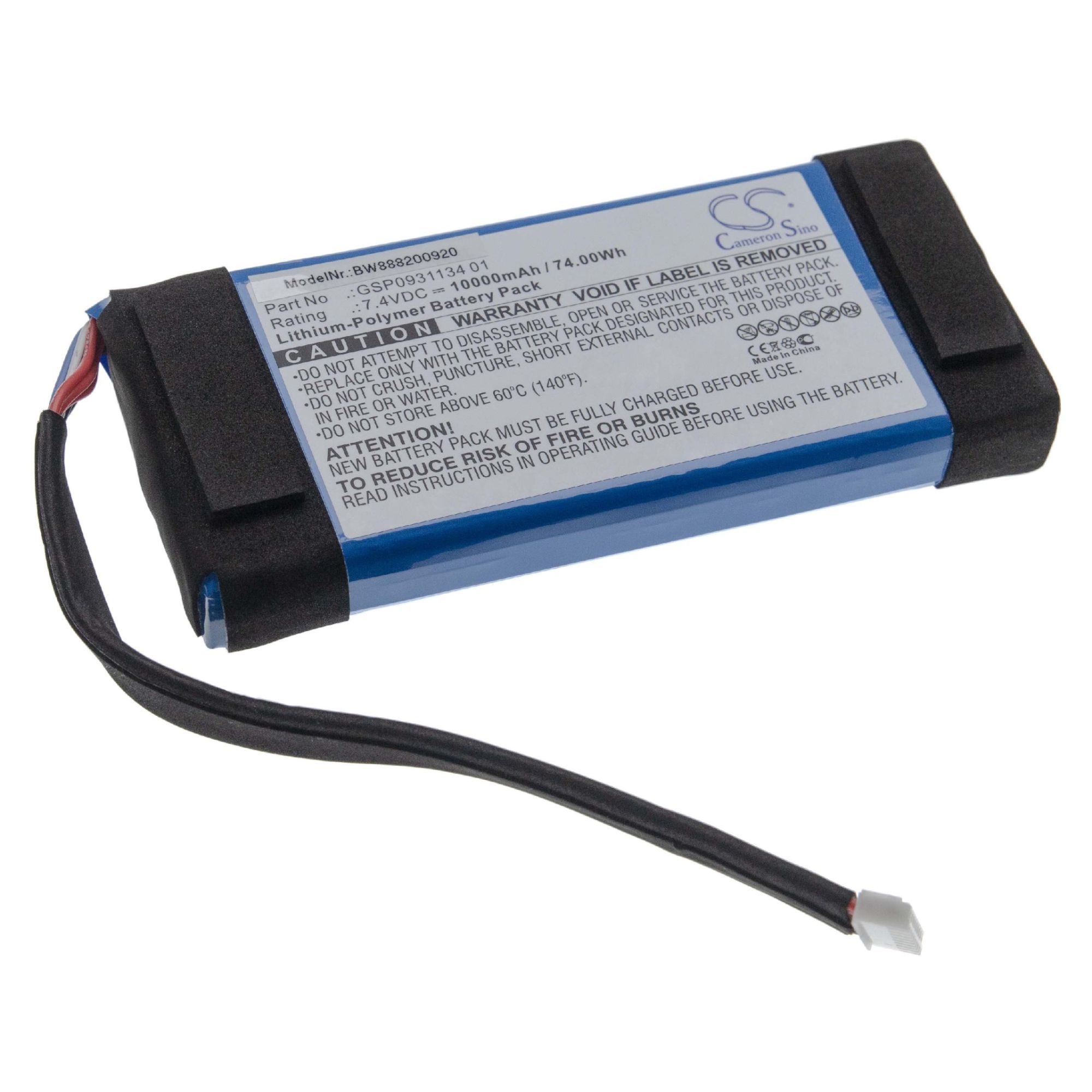vhbw JBL Boombox Compatible Battery (10000mAh, 7.4V, Li-Polymer)