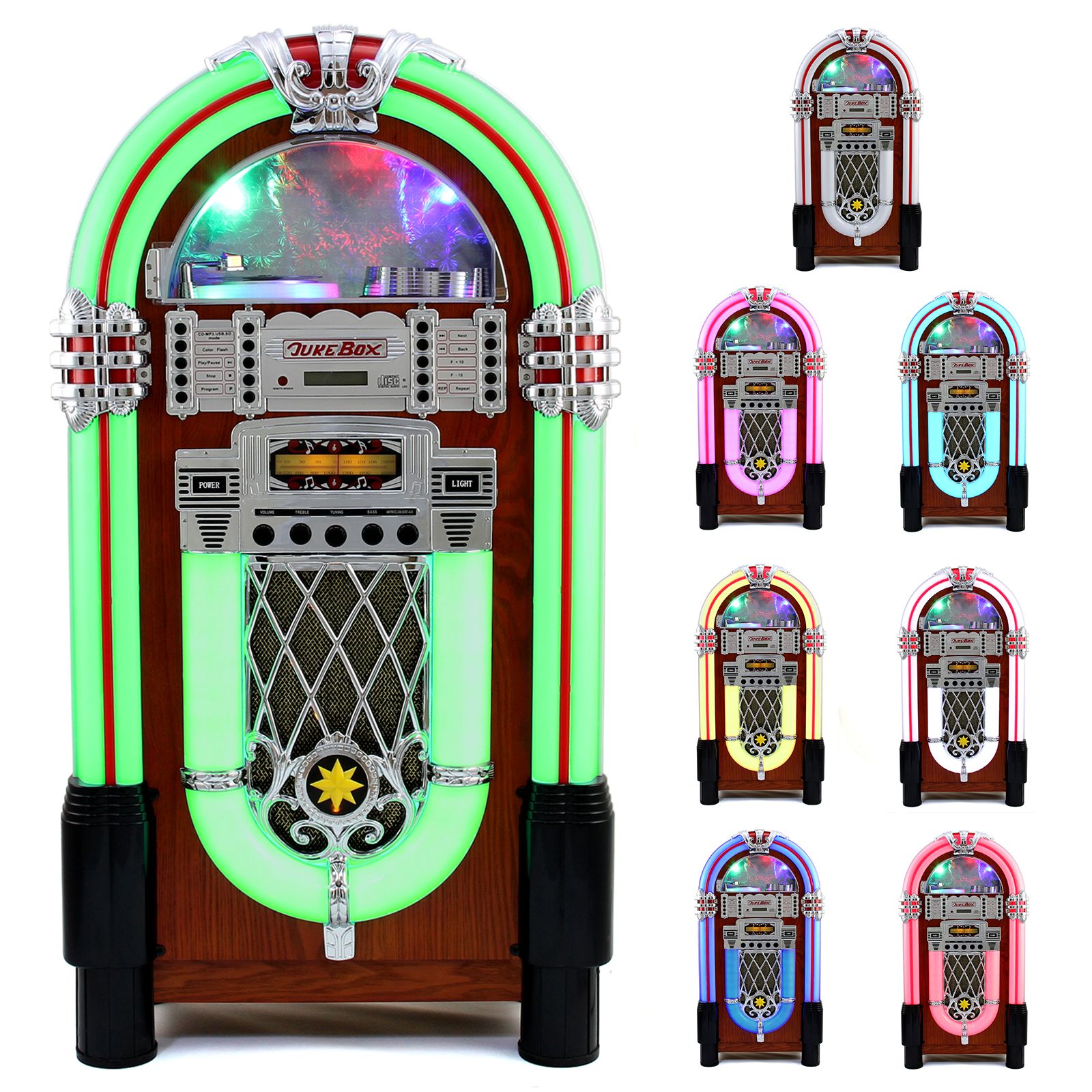 Retro Jukebox with Changing LED Lights and USB Port (Bluetooth)