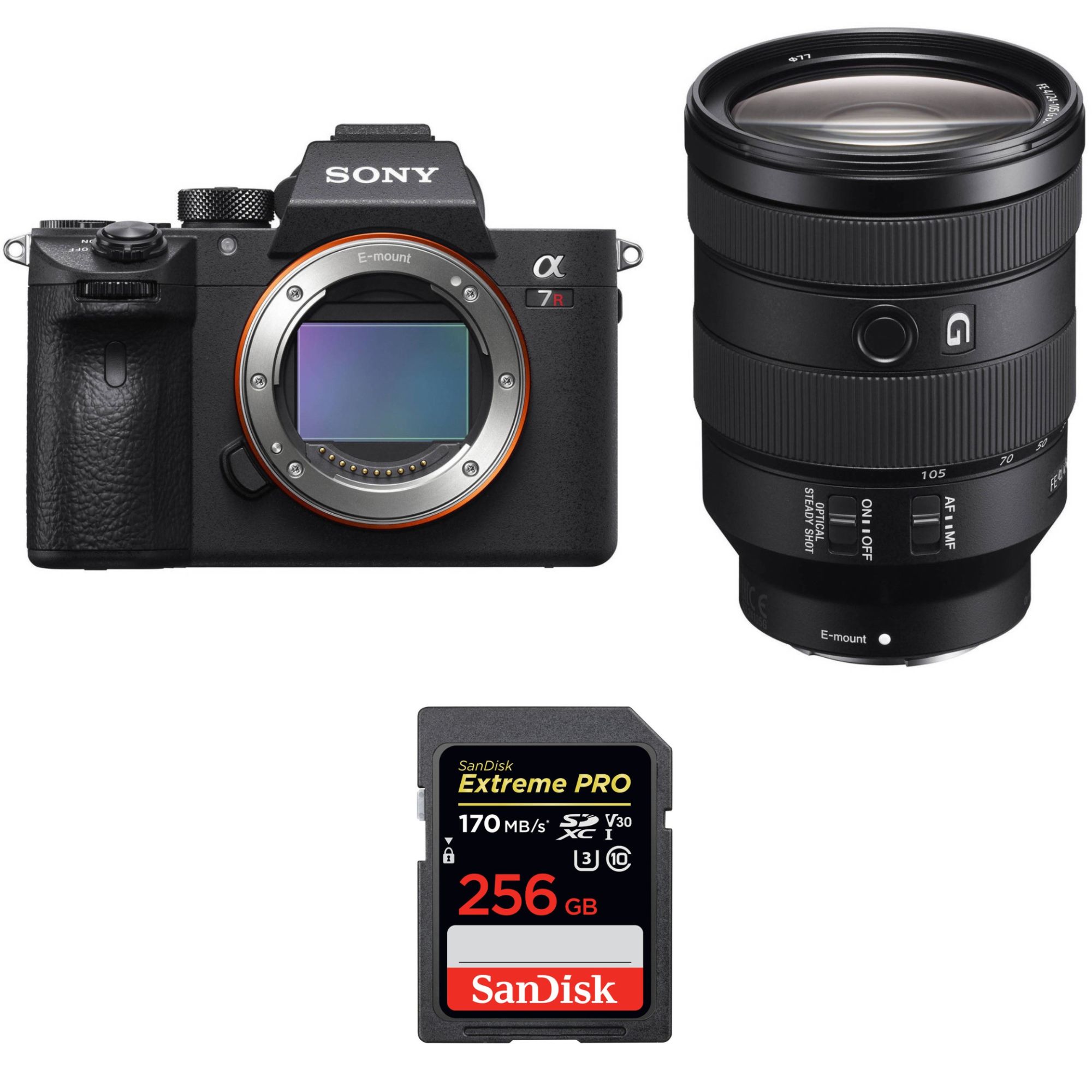 Sony ALPHA 7R III Camera + FE 24-105mm F4 G OSS Lens + SanDisk 256GB Extreme PRO UHS-I Card