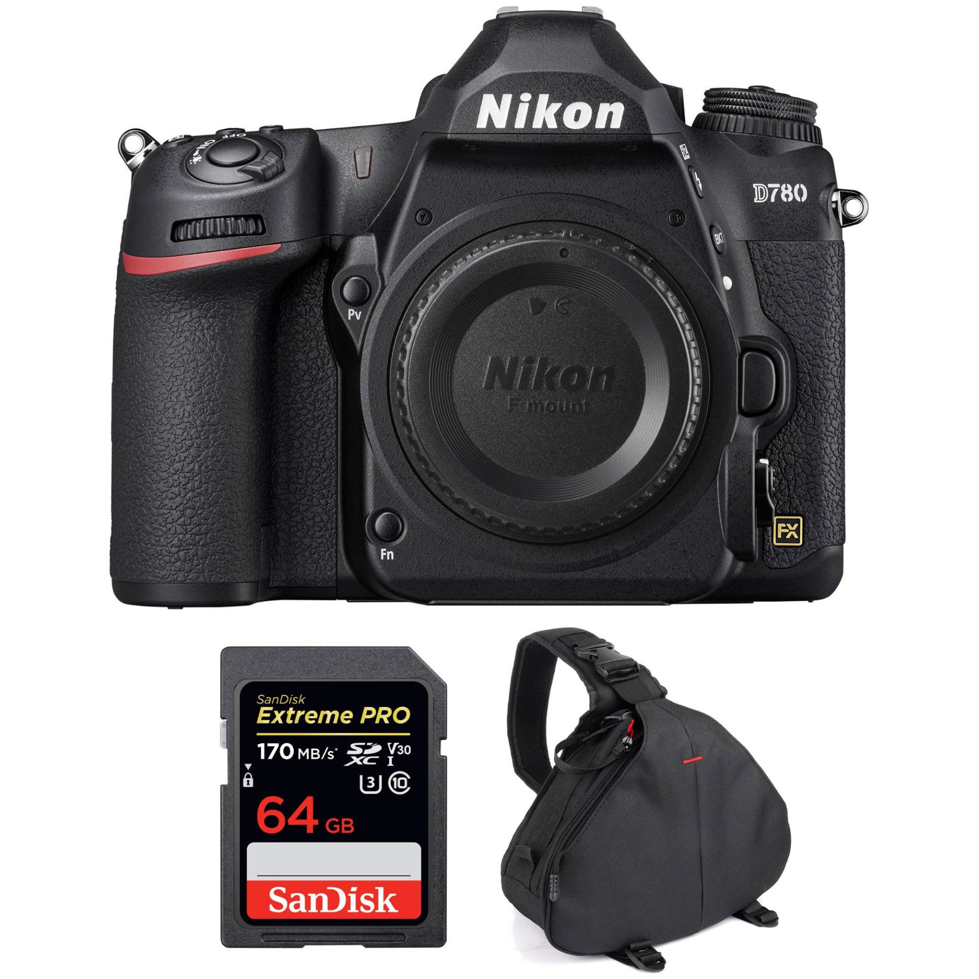 Appareil photo Nikon D780 + Carte SanDisk 64 Go Extreme PRO UHS-I SDXC 170 Mo/s + Sac de garantie 2 ans