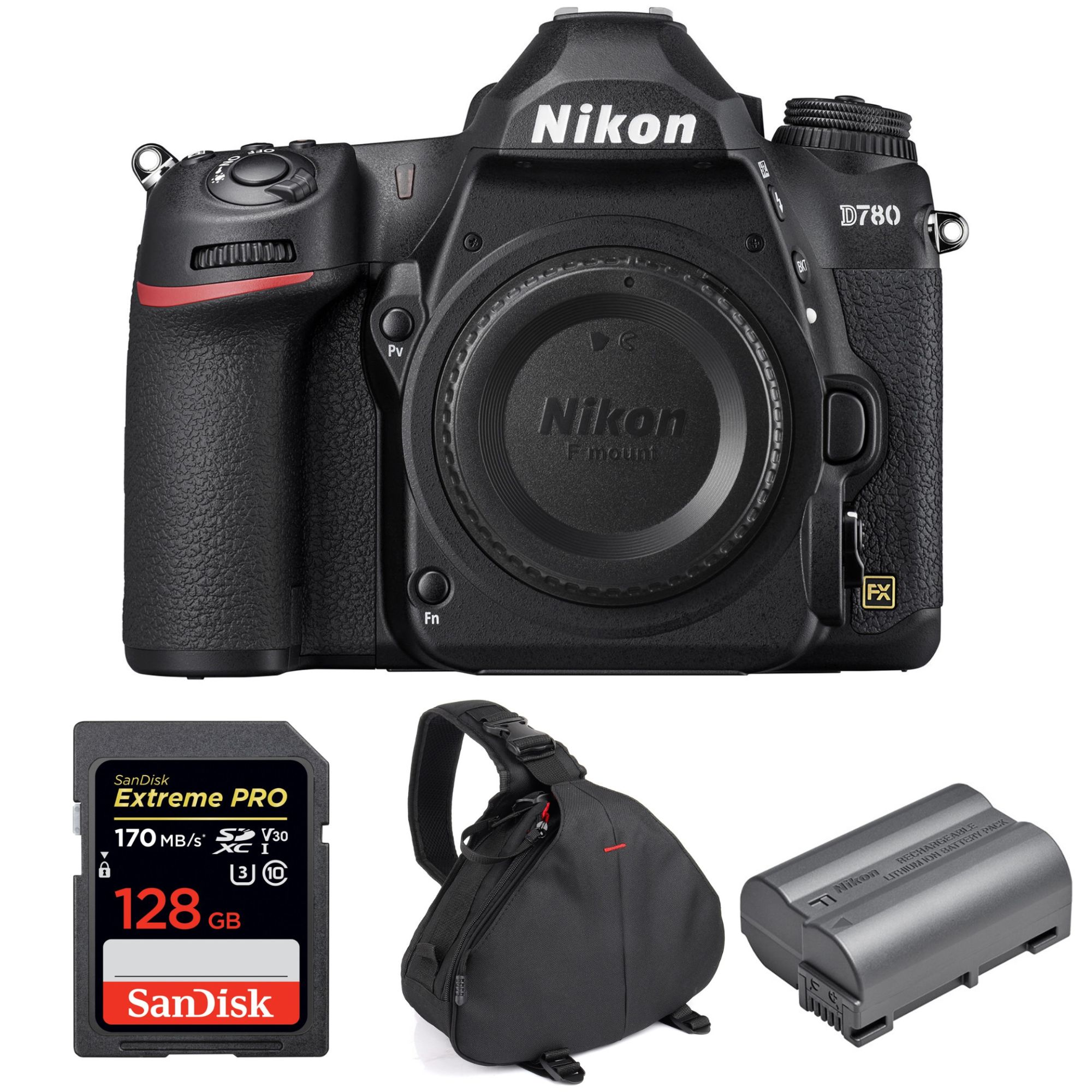 Nikon D780 Nu + Carte SanDisk 128 Go Extreme PRO UHS-I SDXC 170 Mo/s + Batterie Nikon EN-EL15b + Sac de Garantie 2 Ans