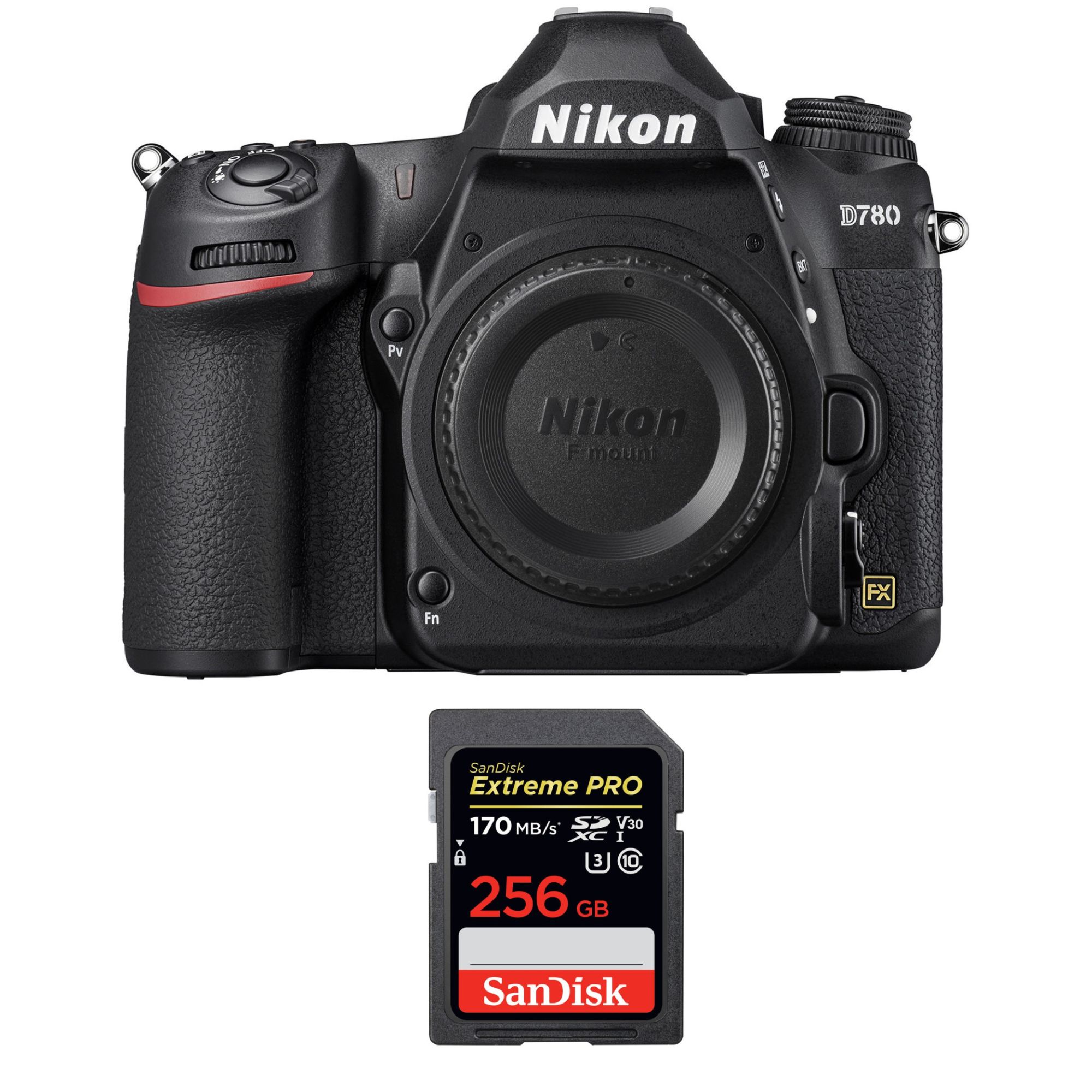 Nikon D780 nu + carte SanDisk 256 Go Extreme PRO UHS-I SDXC 170 Mo/s
