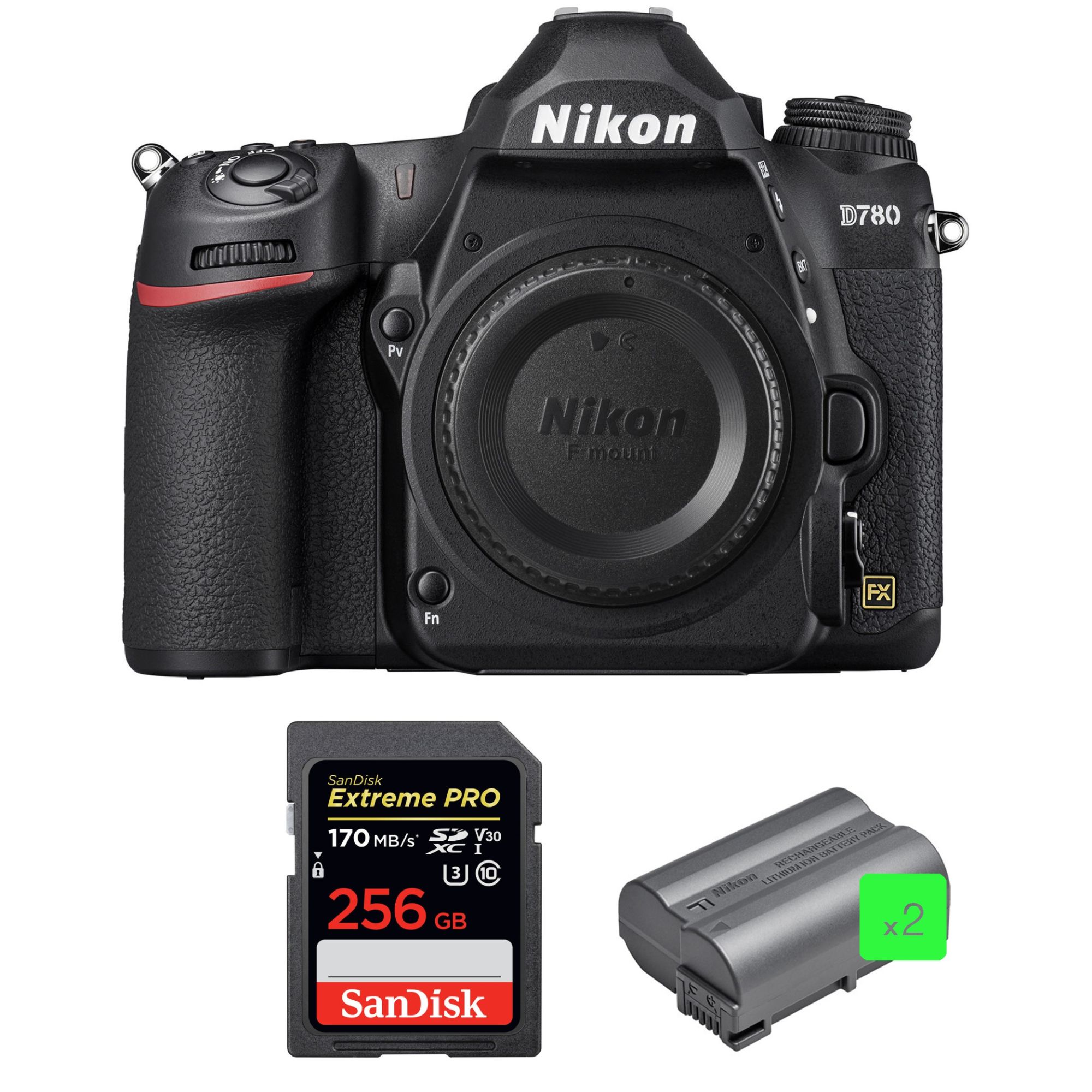 Nikon D780 Nu + Carte SanDisk 256 Go Extreme PRO UHS-I SDXC 170 Mo/s + 2 Batteries Nikon EN-EL15b (Garantie 2 ans)