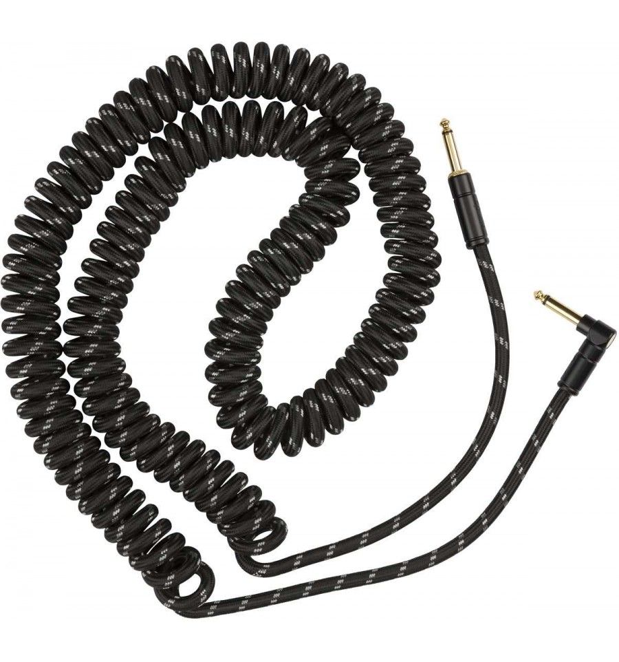 Fender Spiral Tweed Cable - Black, Straight/Angled, 9m