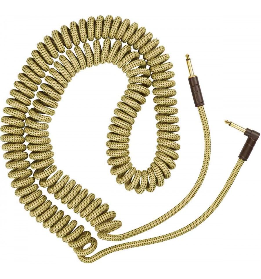 Fender Spiral Tweed Cable - Yellow, Straight/Angled, 9m