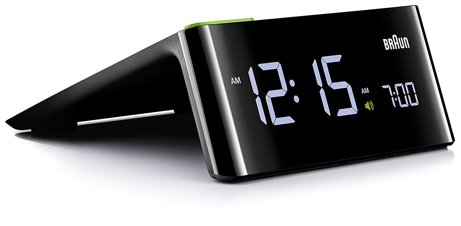 Braun Digital Alarm Clock with LCD Display and Vertical Alignment, Black