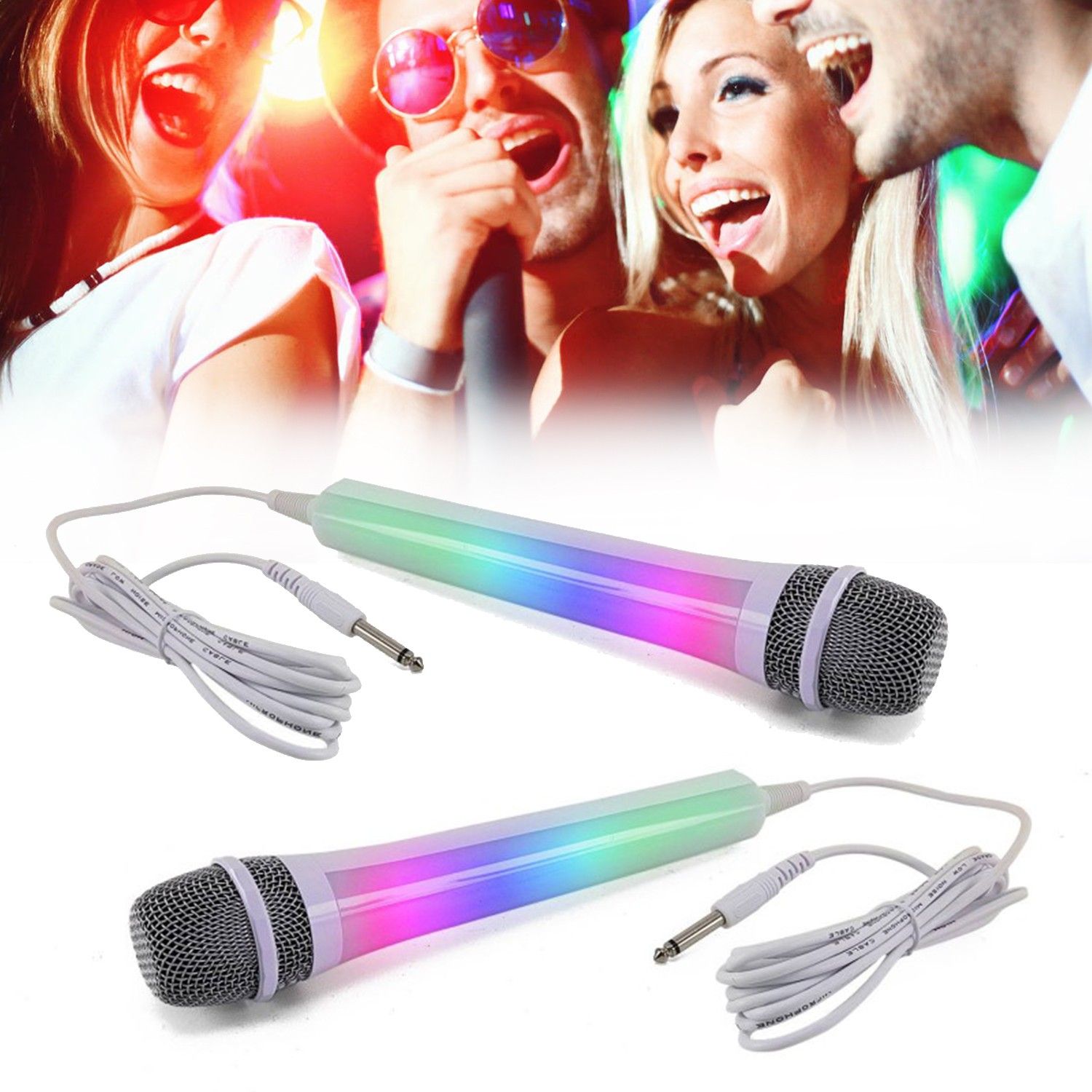 MR Entertainer G158BG Wireless Karaoke Microphone Kit - White with Disco Lights