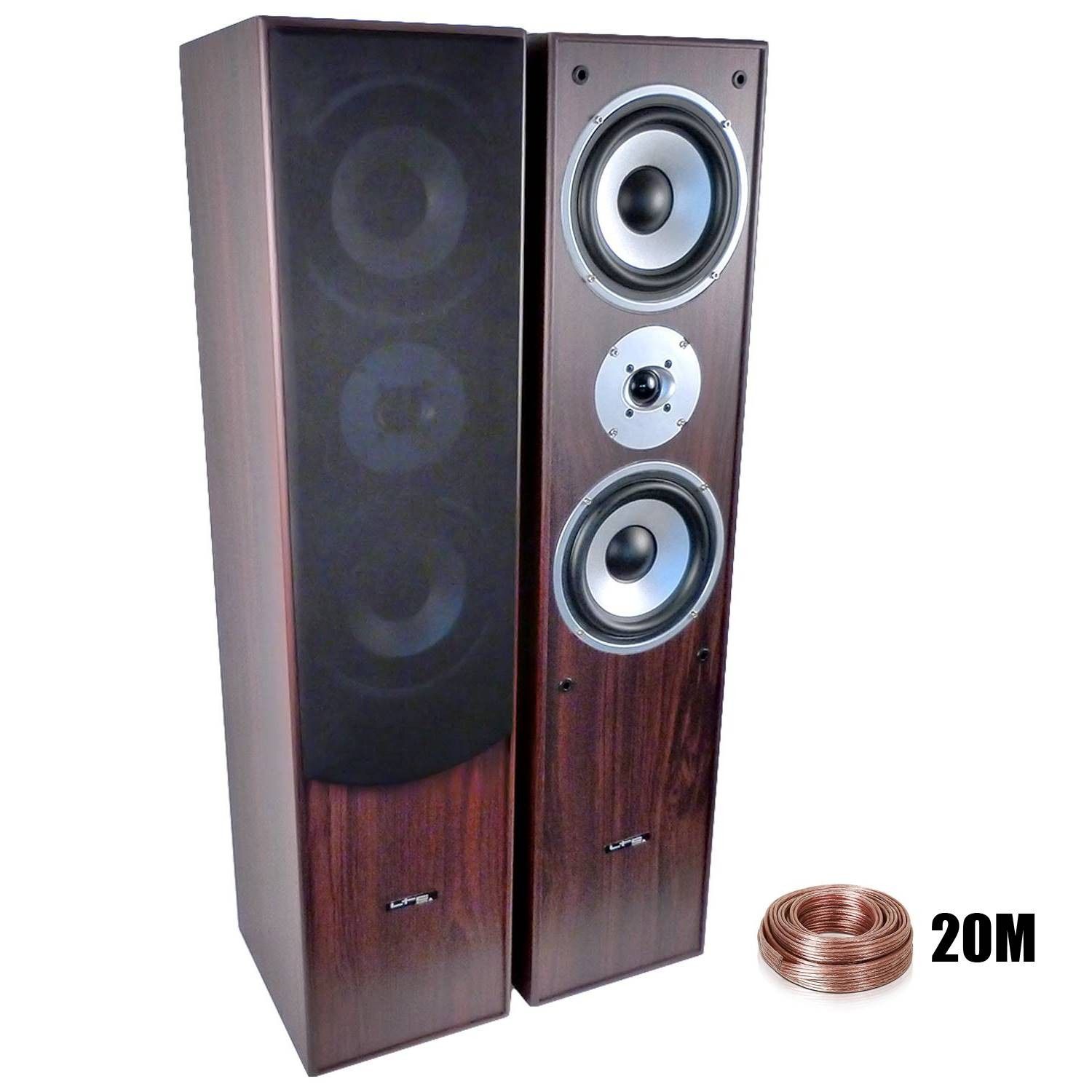 LTC Audio L766-WA 2x500W Hi-Fi/Home Cinema Speaker Pair with 20 Meters of Transparent Cable