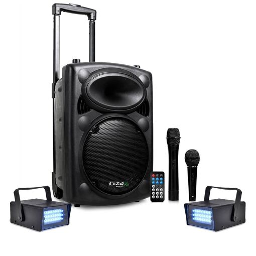 Ibiza PACK LED IBIZA PORT10VHF-BT Karaoké Mobile Speaker