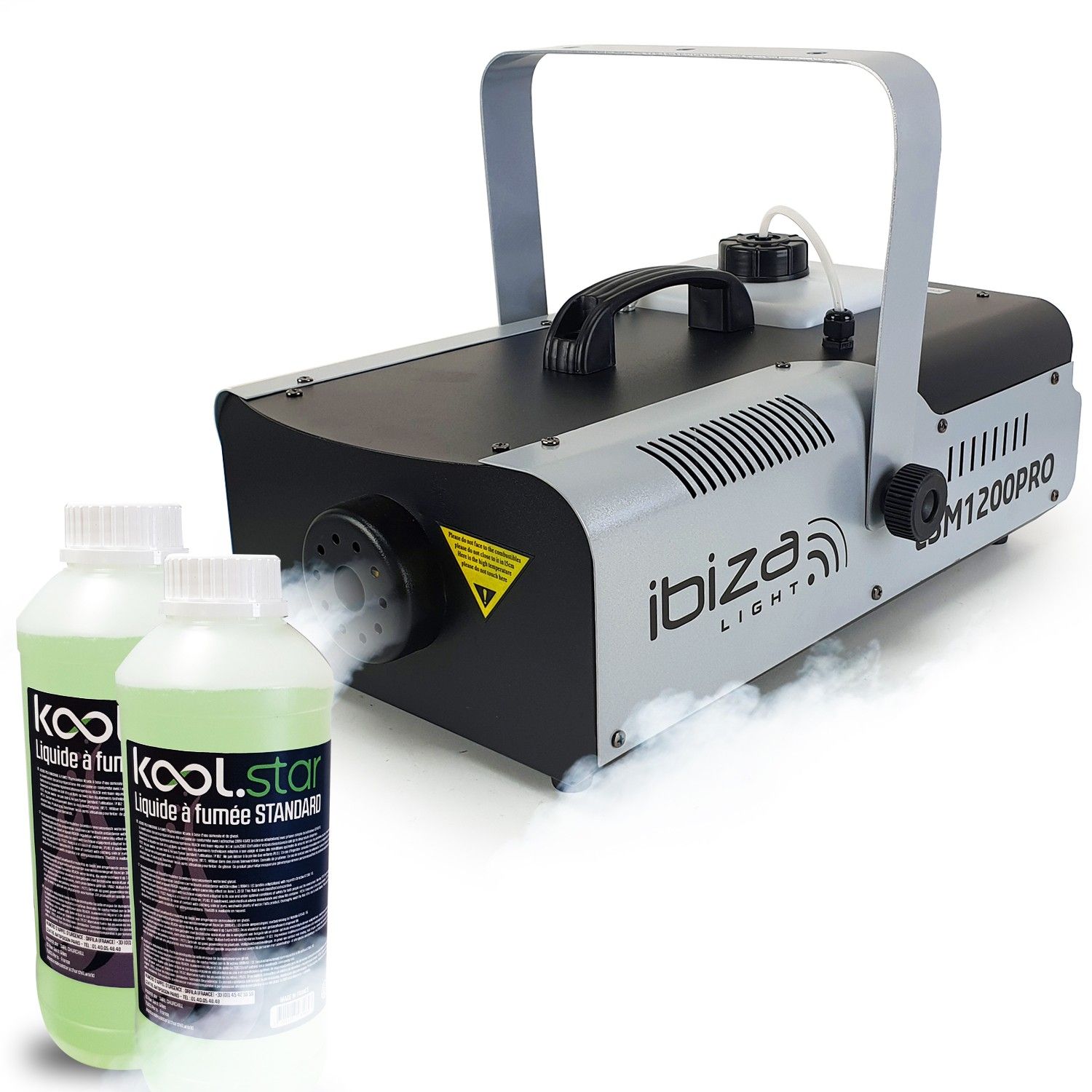 Máquina de humo Ibiza Light LSM1200PRO programable con 2 mandos a distancia - 1200W + 2 L de líquido incluido