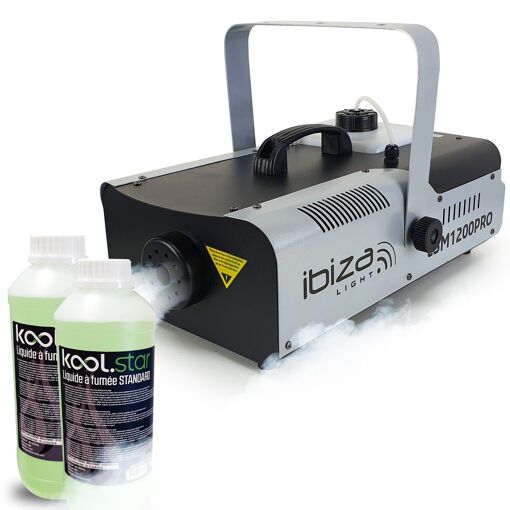 Máquina de humo Ibiza Light LSM1200PRO programable con 2 mandos a distancia - 1200W + 2 L de líquido incluido