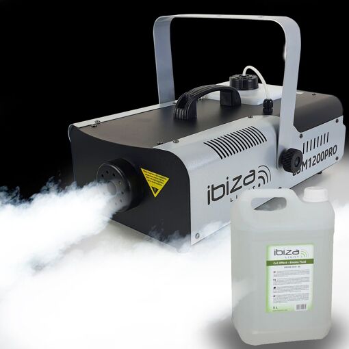Máquina de humo Ibiza Light LSM1200PRO programable con 2 mandos a distancia - 1200W + 5L de líquido incluidos