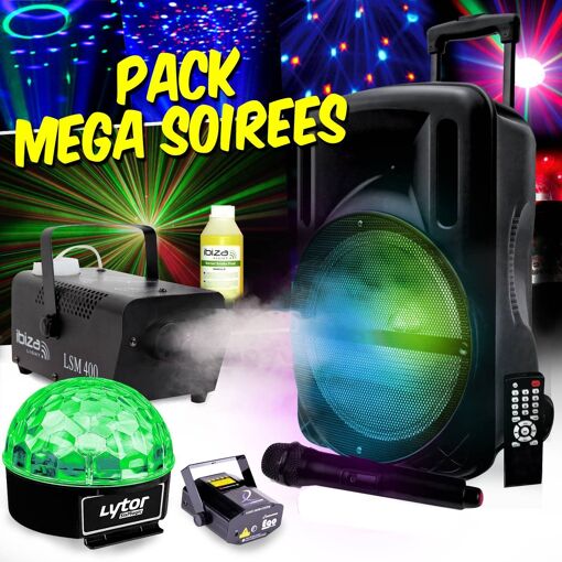 MyDj DJ Party Pack 500W with LED Light, Laser, and Smoke Machine