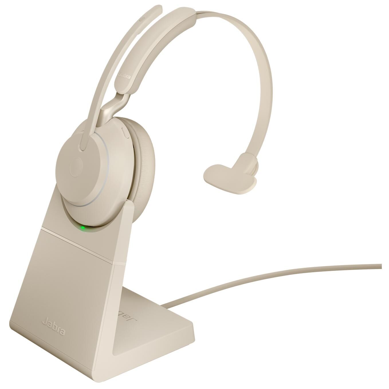 Jabra Evolve2 65 UC Mono - Wireless Headset - Over-ear - Convertible - Bluetooth - USB-A - Acoustic Isolation - Beige - Charging Stand Included