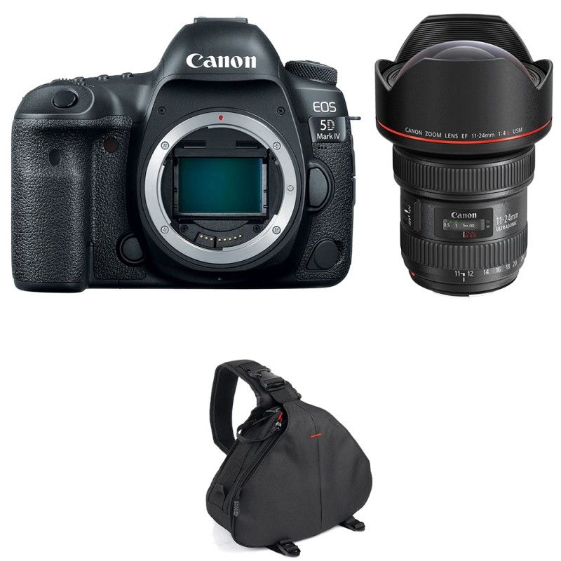 Appareil photo reflex Canon EOS 5D Mark IV + Objectif EF 11-24mm f/4L USM + Sac de garantie 2 ans