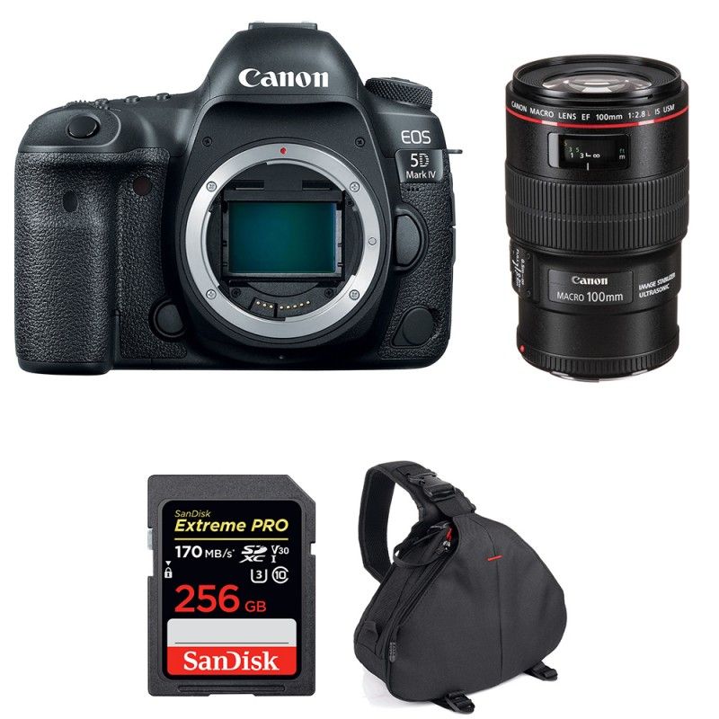 Canon EOS 5D Mark IV + EF 100mm f/2.8L Macro IS USM + SanDisk 256GB Extreme PRO UHS-I SDXC 170MB/s Memory Card + 2-Year Warranty