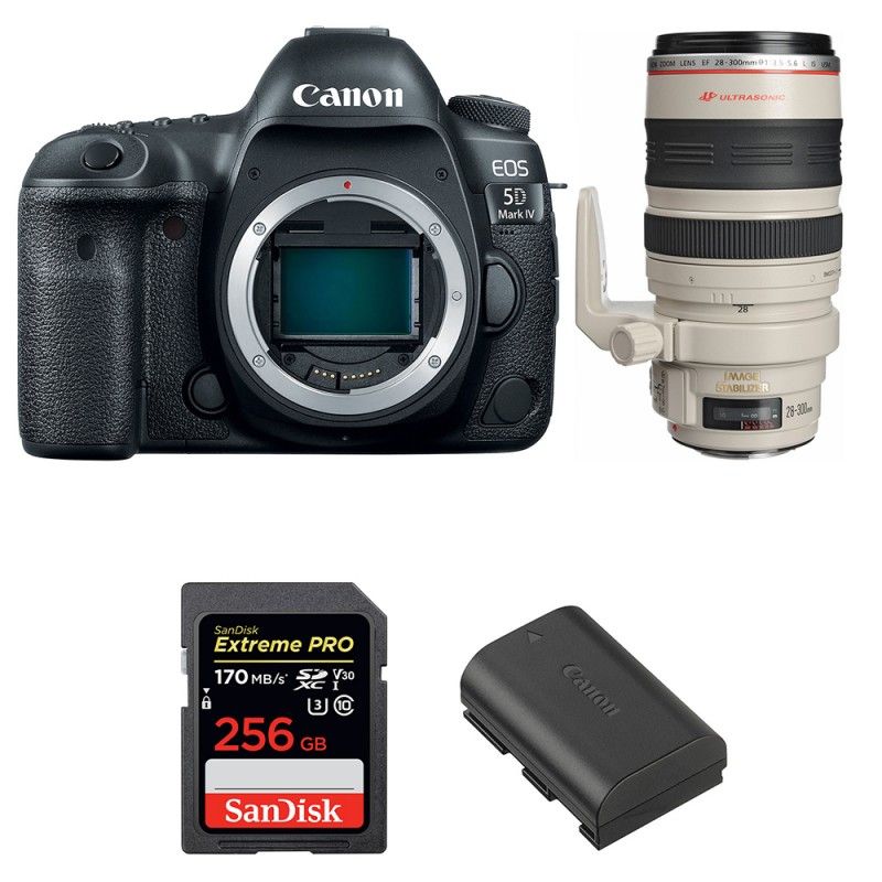 Canon EOS 5D Mark IV + EF 28-300mm f/3.5-5.6L IS USM + SanDisk 256GB UHS-I SDXC 170MBs + LP-E6N, 2-year Warranty