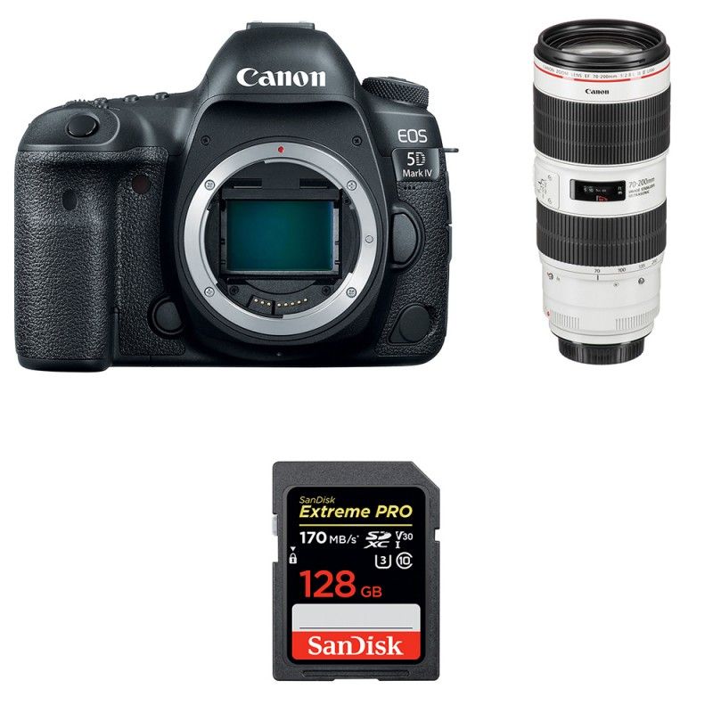 Canon EOS 5D Mark IV + EF 70-200mm f/2.8L IS III USM + SanDisk 128GB Extreme PRO UHS-I SDXC Card 2-Year Warranty