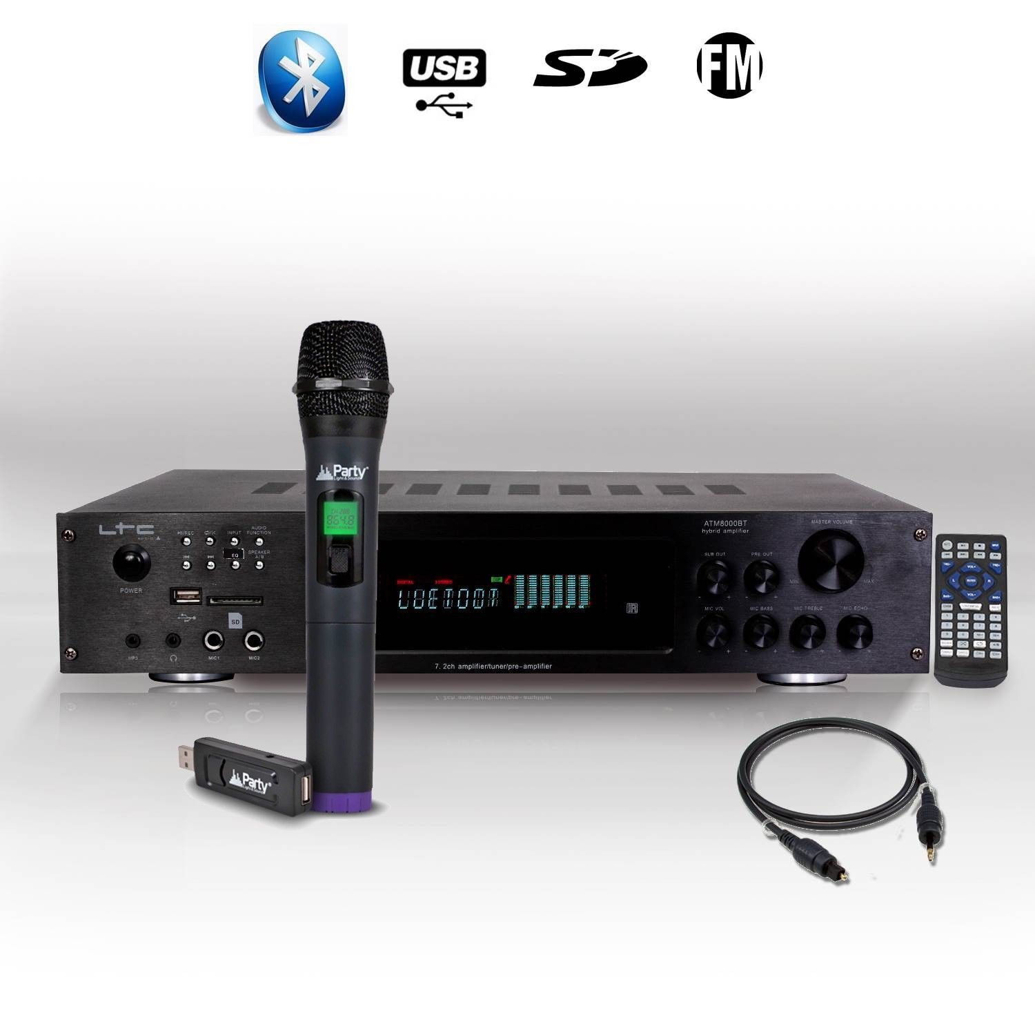 Amplificateur audio haute fidélité LTC ATM8000BT et système karaoké