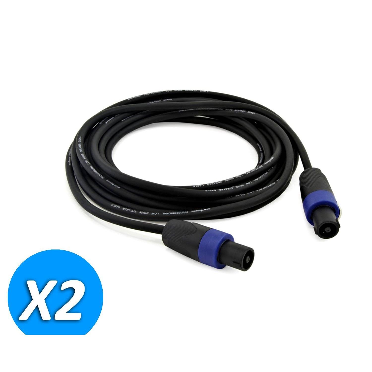 Câbles de haut-parleur Soundlab professionnels - Paquet de 2, câble de 5 m Speakon mâle/mâle