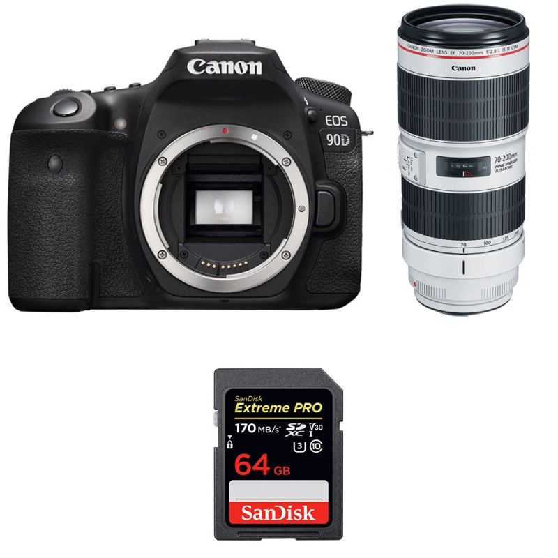 Canon EOS 90D + EF 70-200mm f/2.8L IS III USM + SanDisk 64GB Extreme PRO UHS-I SDXC 170MB/s 2-year Warranty