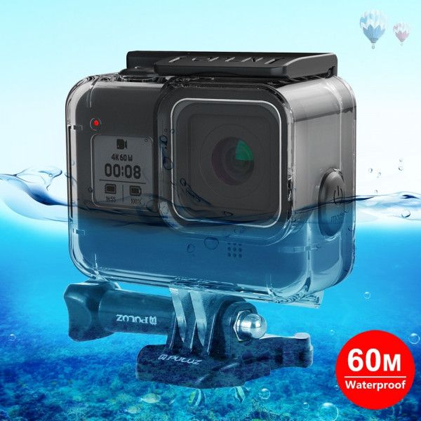 Wewoo GoPro Waterproof Case - 60m Deep Diving Housing with Soft Button for HERO8 Black